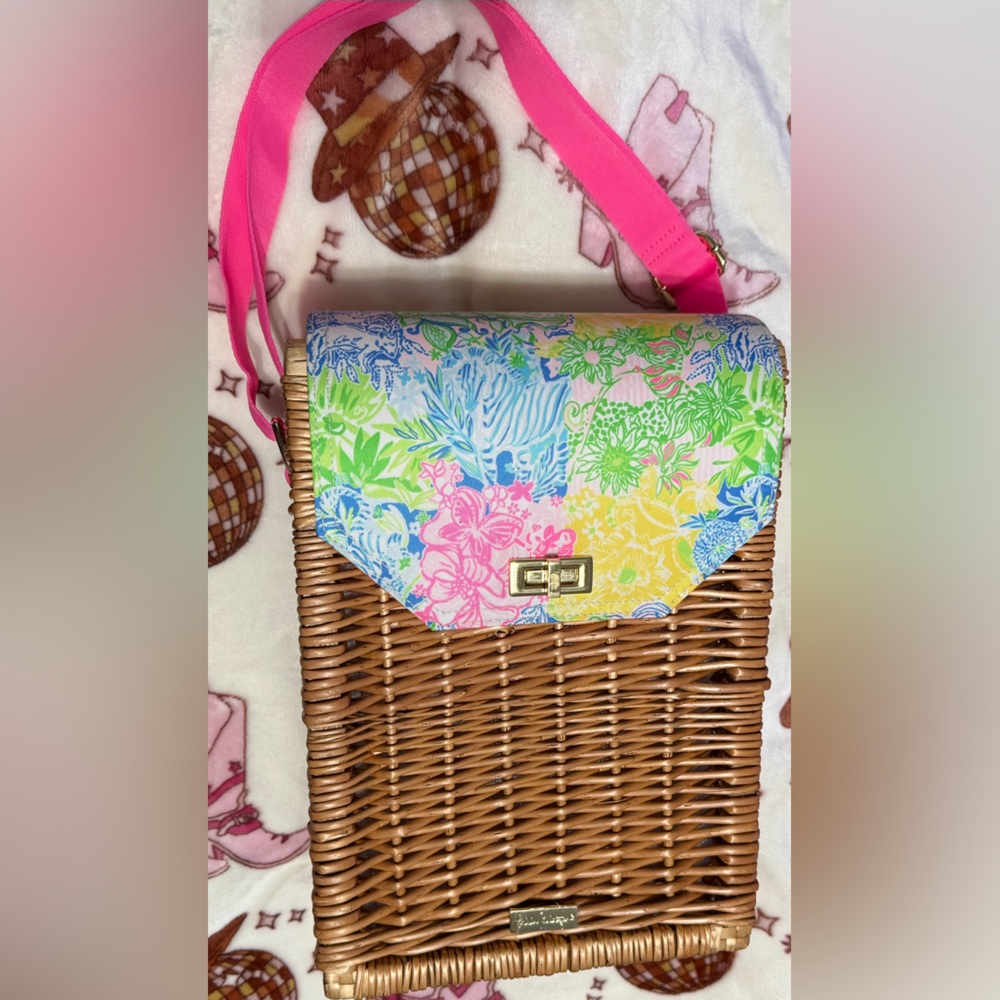 Lilly Pulitzer Wicker Picnic Basket